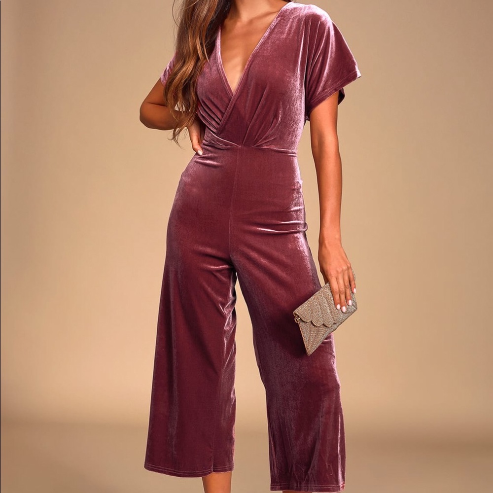 Mauve Velvet Jumpsuit Romper from Lulus